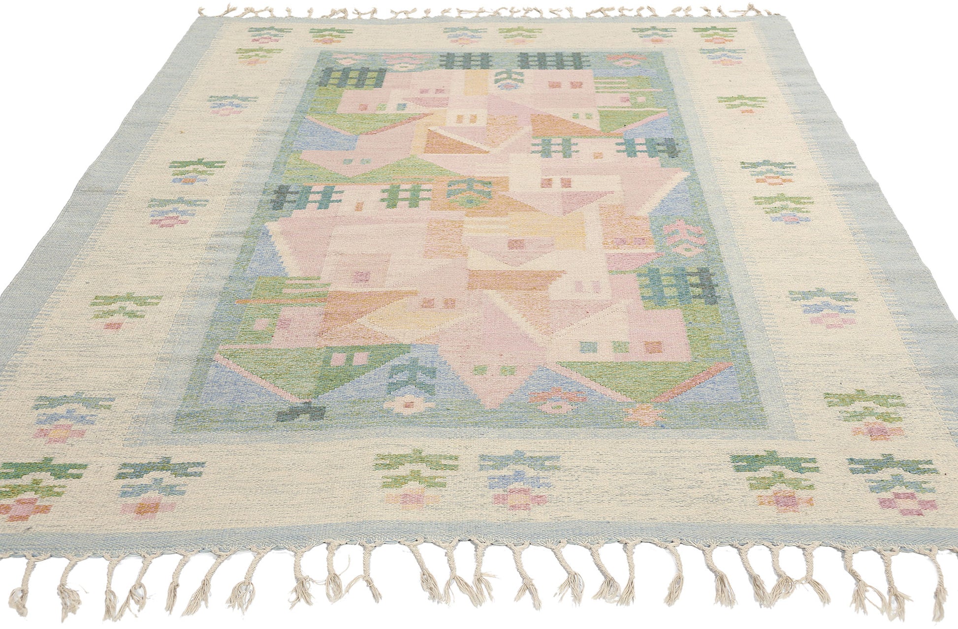 5 x 7 Vintage Swedish Pictorial Rollakan Rug 78819