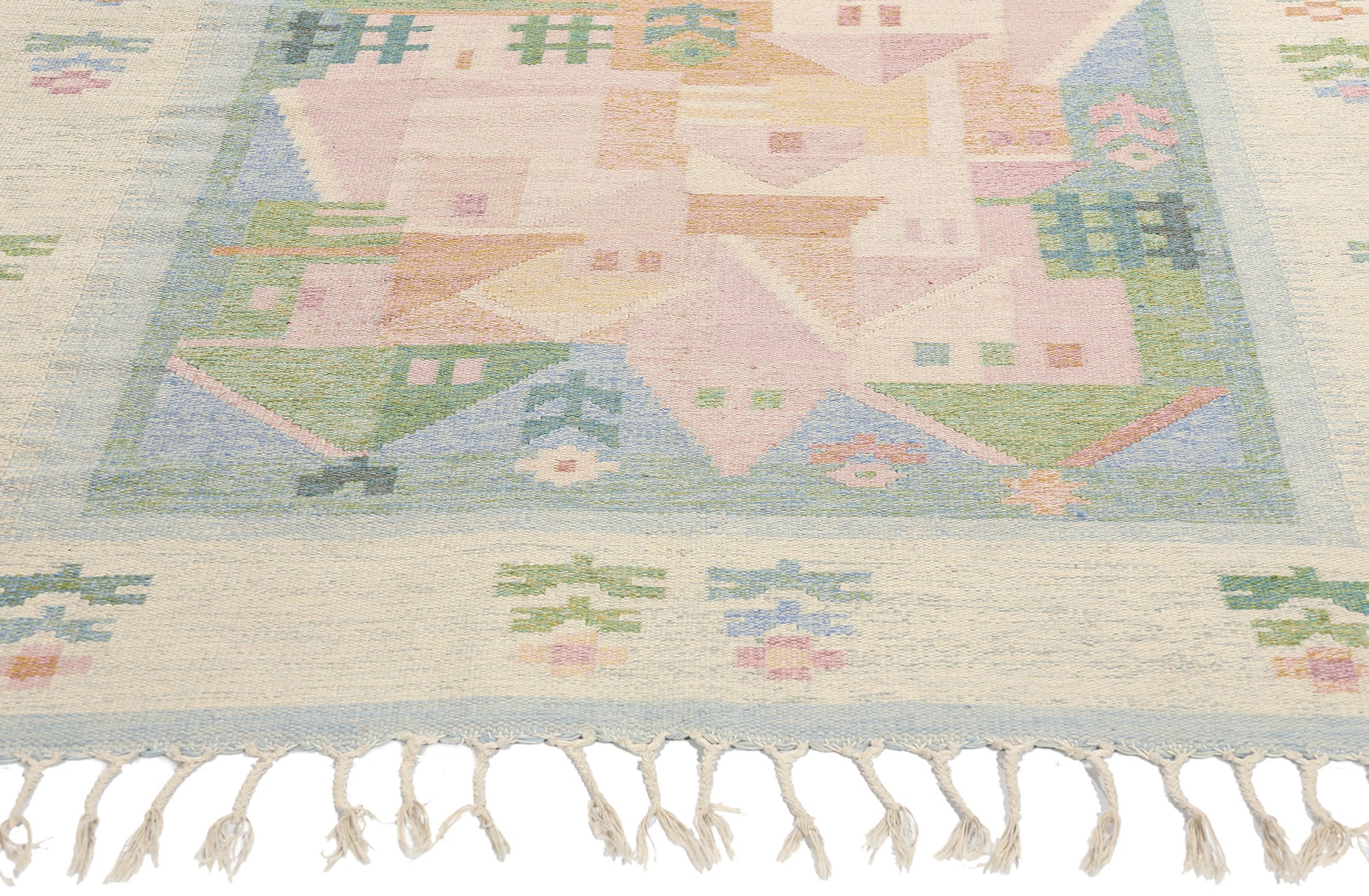 5 x 7 Vintage Swedish Pictorial Rollakan Rug 78819