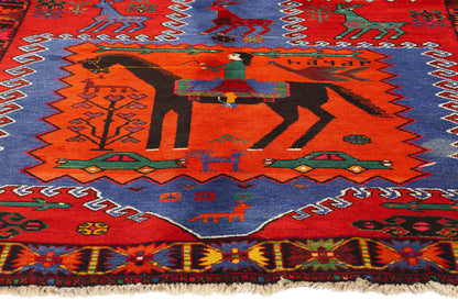 4 x 7 Vintage Persian Karabagh Pictorial Rug 77620