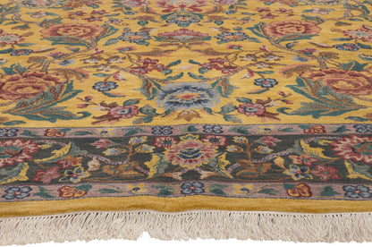8 x 10 Vintage Yellow Indian Tabriz Rug 74959