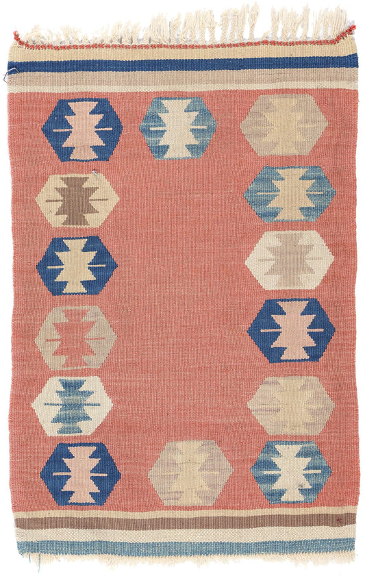 1 x 2 Vintage Persian Shiraz Kilim Rug 78804