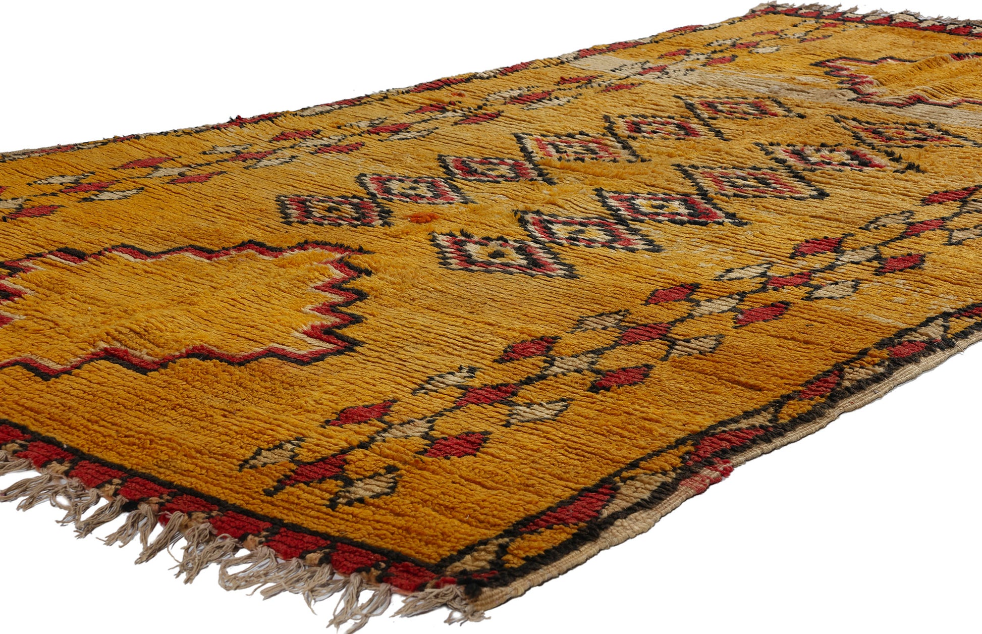 4 x 8 Vintage Orange Boujad Moroccan Rug 21815