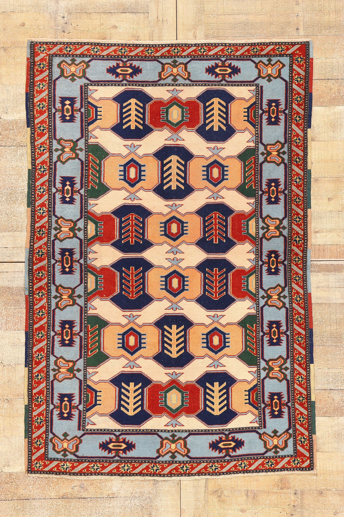 4 x 5 Vintage Turkish Oushak Rug 53923