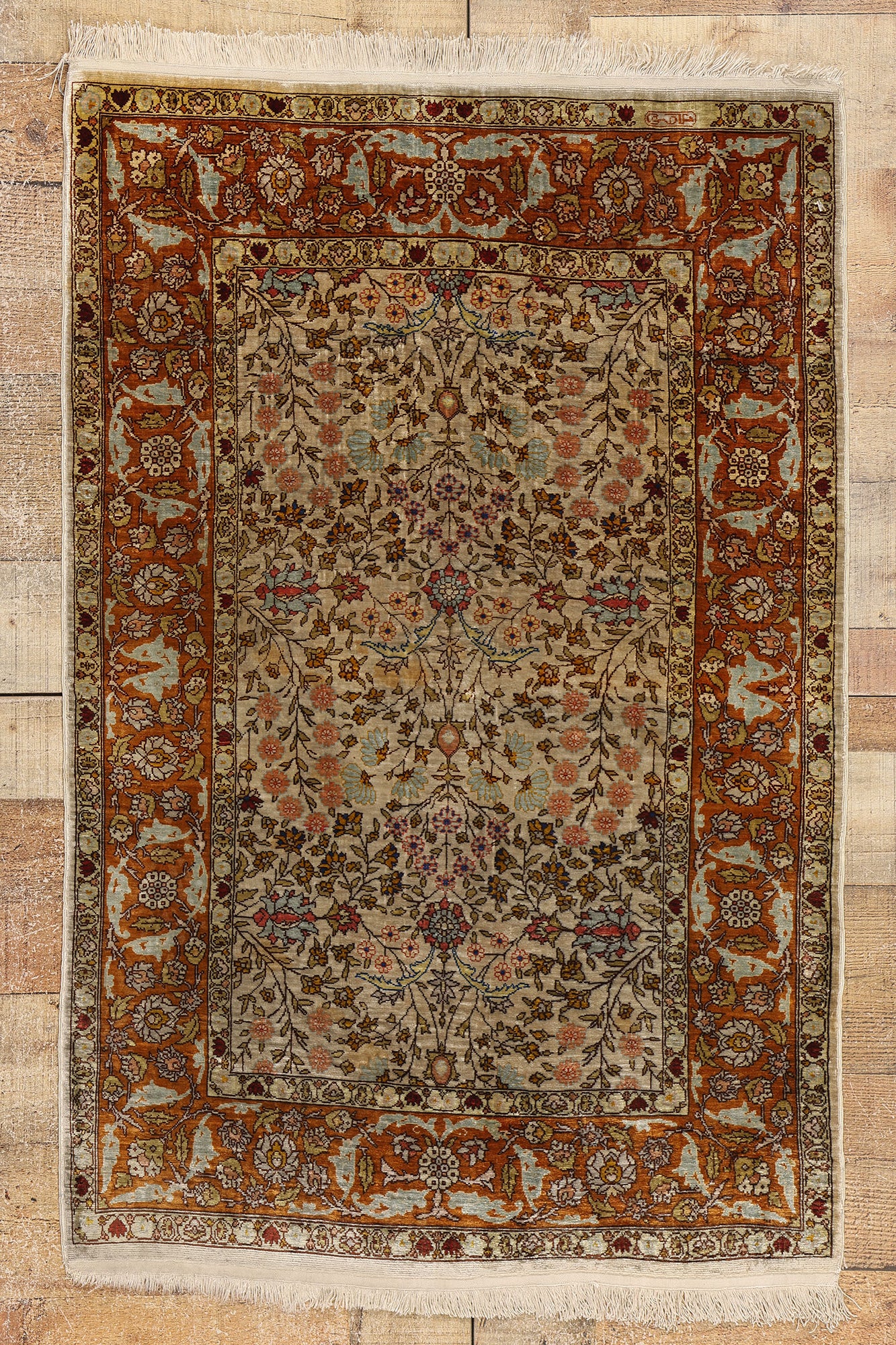 2 x 3 Vintage Turkish Silk Hereke Rug 78733