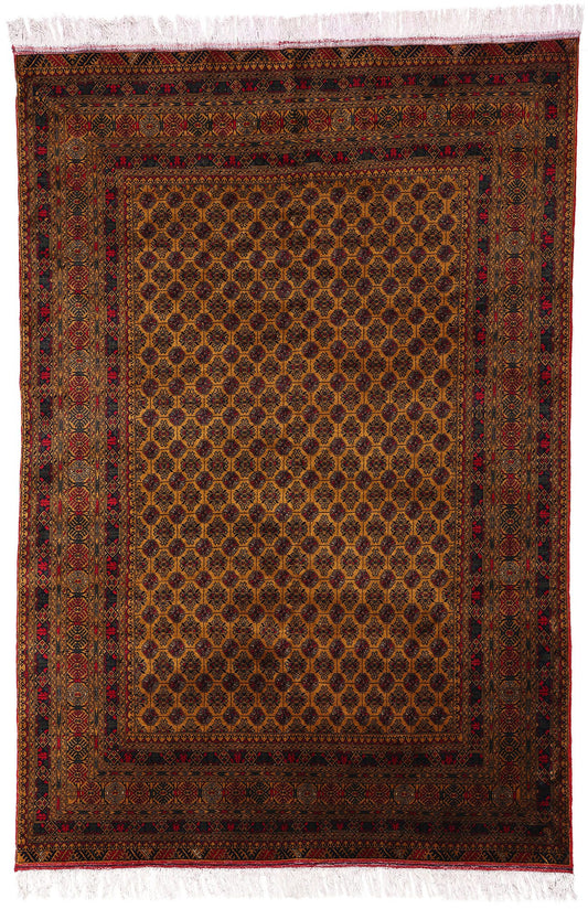 6 x 9 Vintage Turkoman Afghan Rug 78811