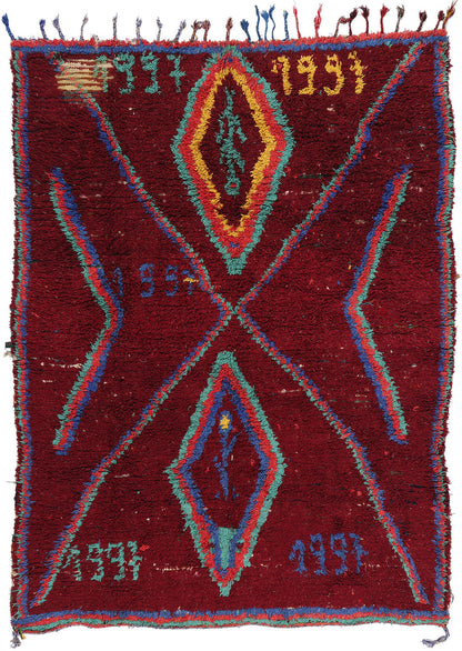 5 x 7 Vintage Red Boujad Moroccan Rag Rug 21820