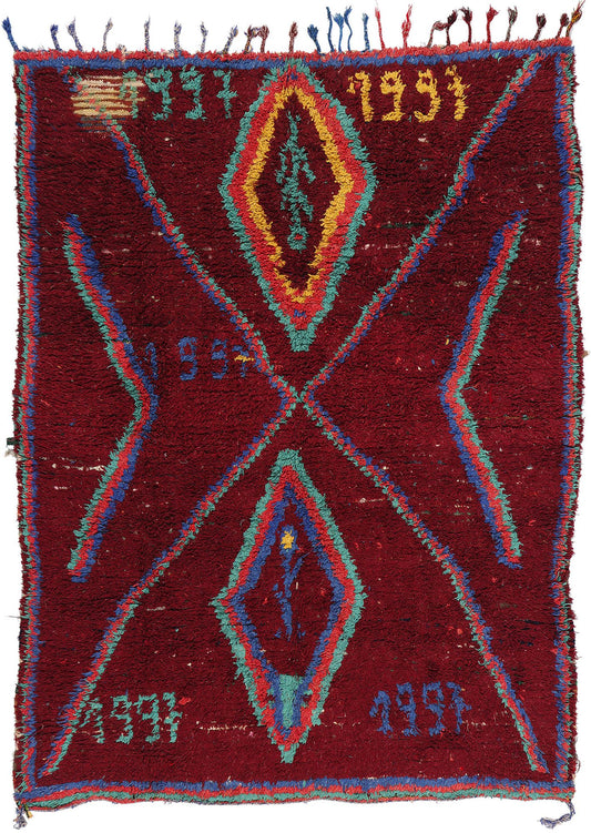 5 x 7 Vintage Red Boujad Moroccan Rag Rug 21820