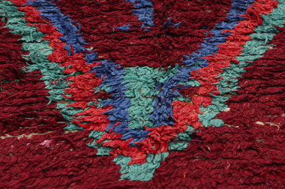 5 x 7 Vintage Red Boujad Moroccan Rag Rug 21820