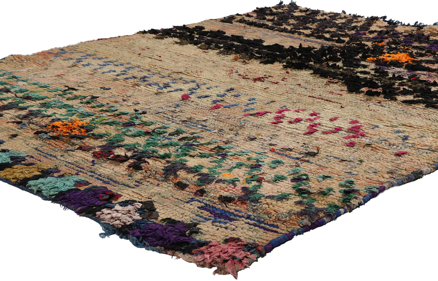 4 x 5 Vintage Earth-Tone Boujad Moroccan Rag Rug 21794