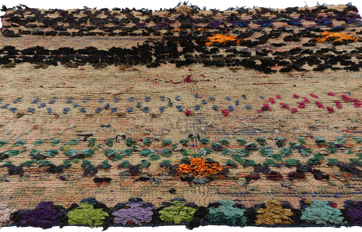 4 x 5 Vintage Earth-Tone Boujad Moroccan Rag Rug 21794