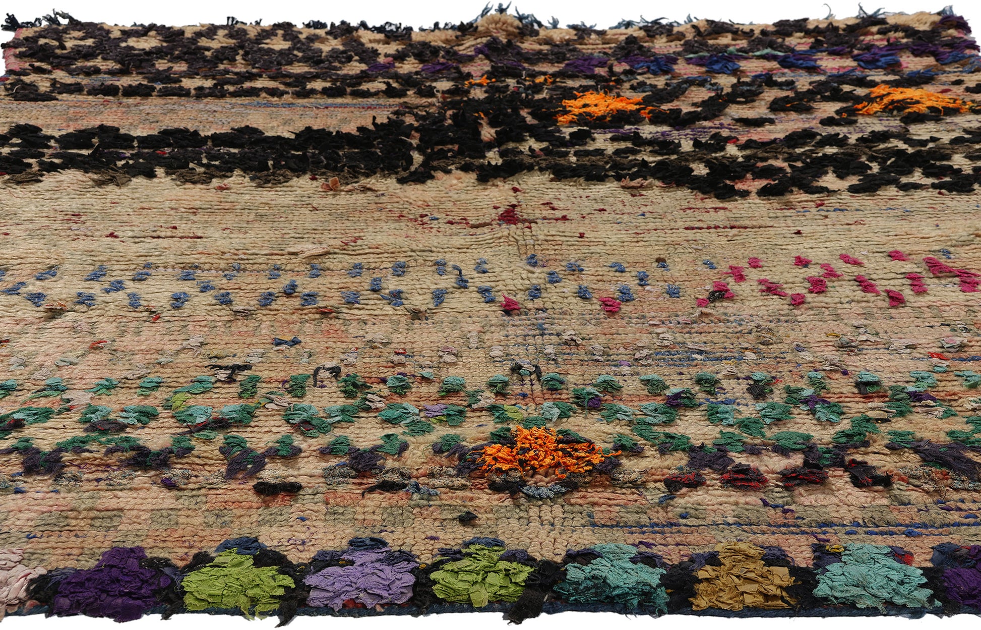 4 x 5 Vintage Earth-Tone Boujad Moroccan Rag Rug 21794