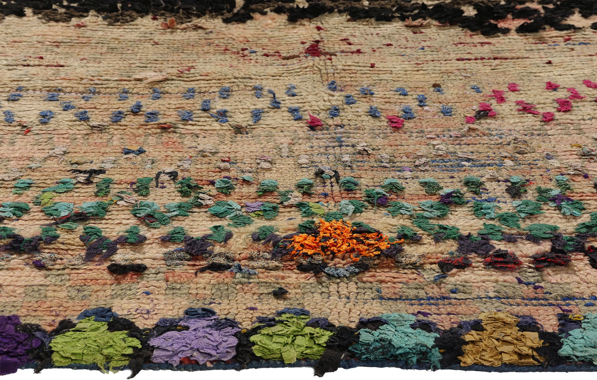 4 x 5 Vintage Earth-Tone Boujad Moroccan Rag Rug 21794