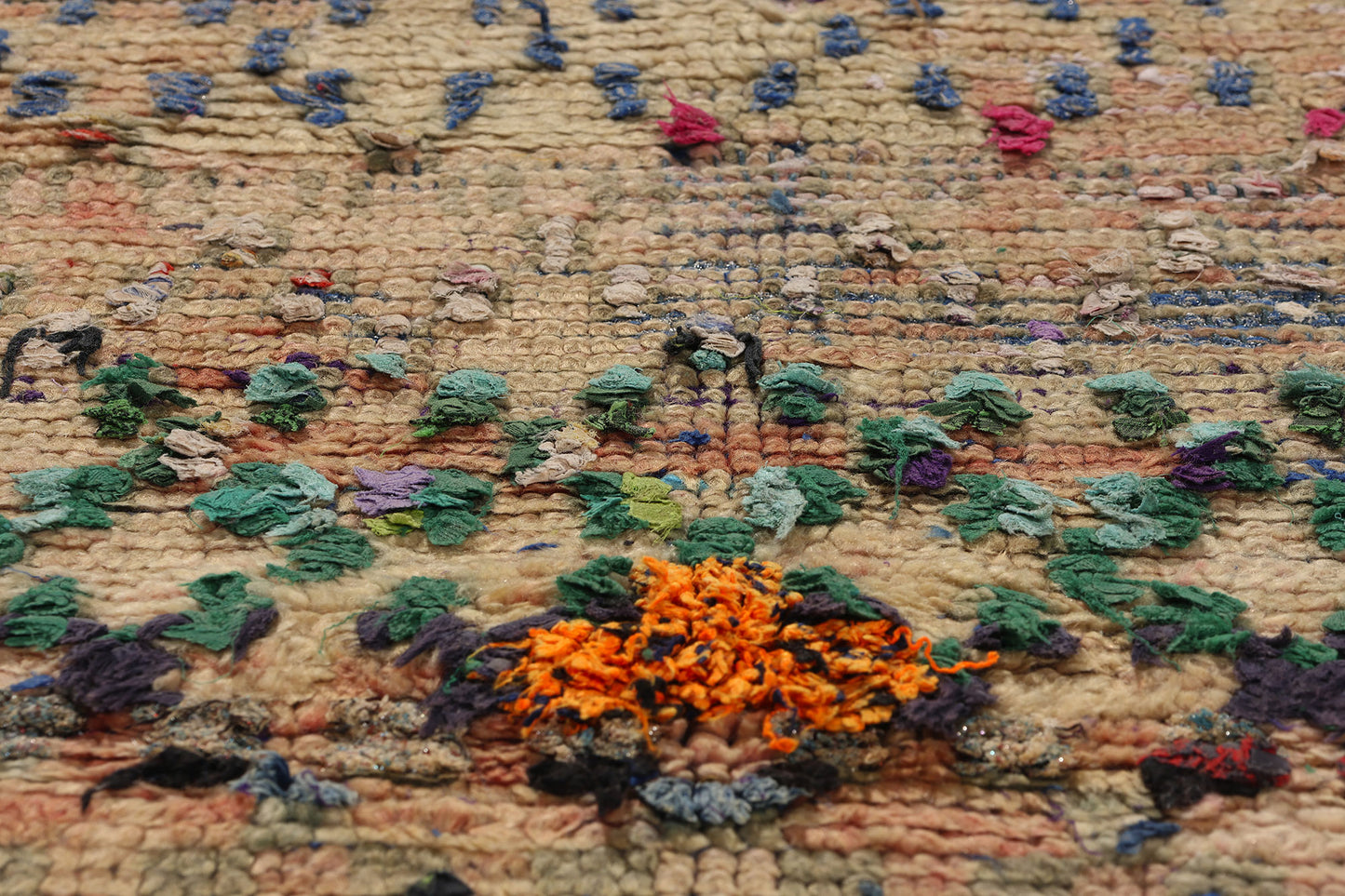 4 x 5 Vintage Earth-Tone Boujad Moroccan Rag Rug 21794