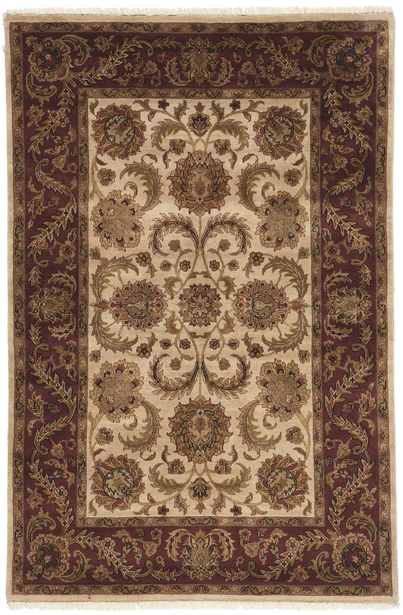 4 x 6 Earth-Tone Vintage Indian Rug 78692