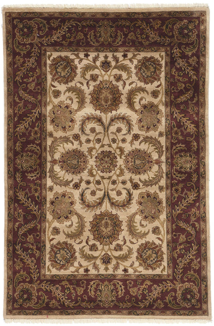 4 x 6 Earth-Tone Vintage Indian Rug 78692