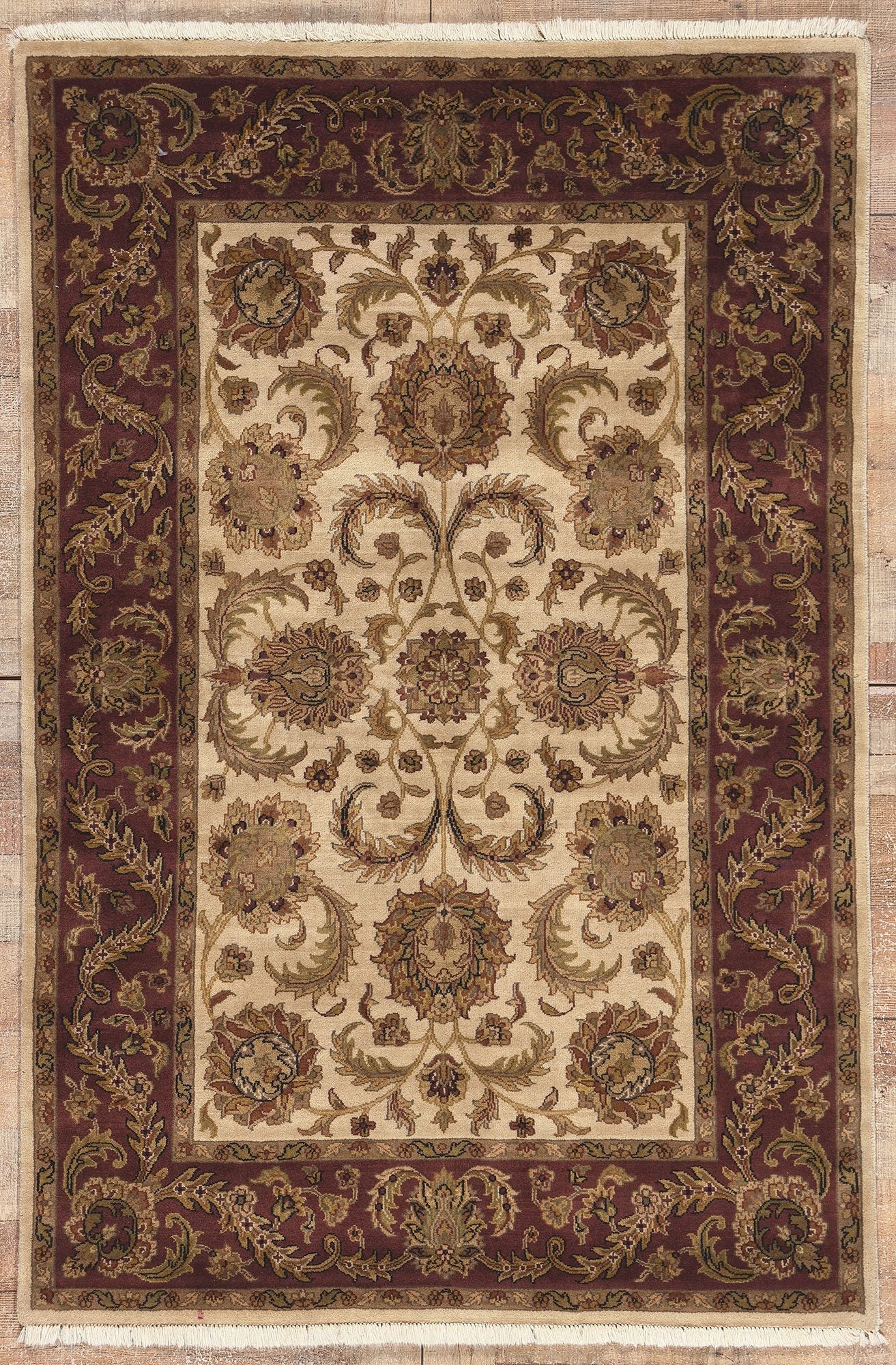 4 x 6 Earth-Tone Vintage Indian Rug 78692