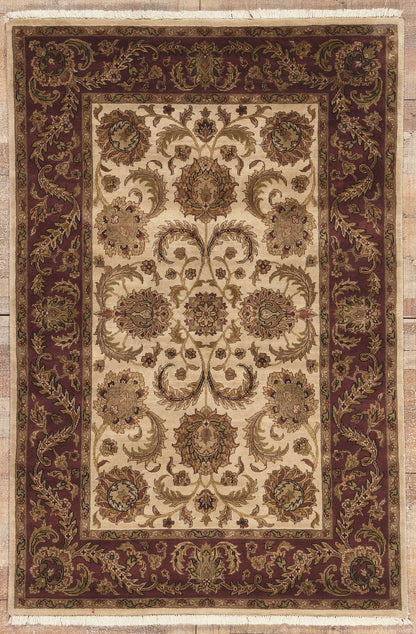 4 x 6 Earth-Tone Vintage Indian Rug 78692