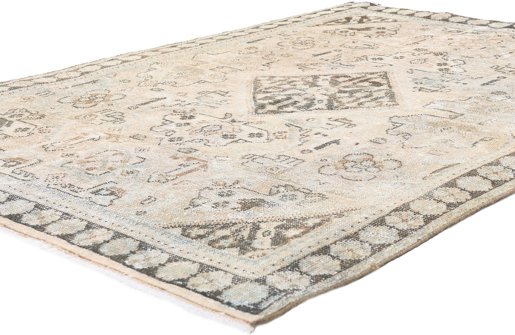 4 x 6 Antique-Worn Persian Mahal Rug 61274
