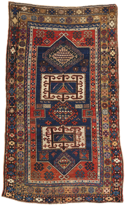 4 x 6 Antique Caucasian Kazak Rug 78786