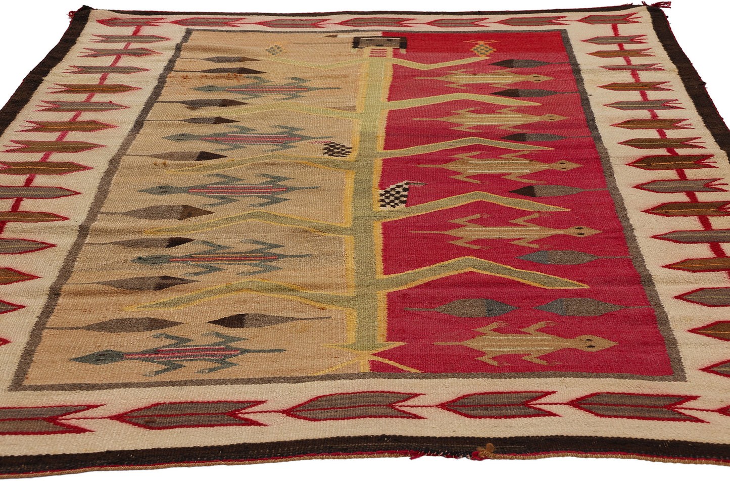 4 x 5 Antique Navajo Pictorial Tree of Life Rug 78722