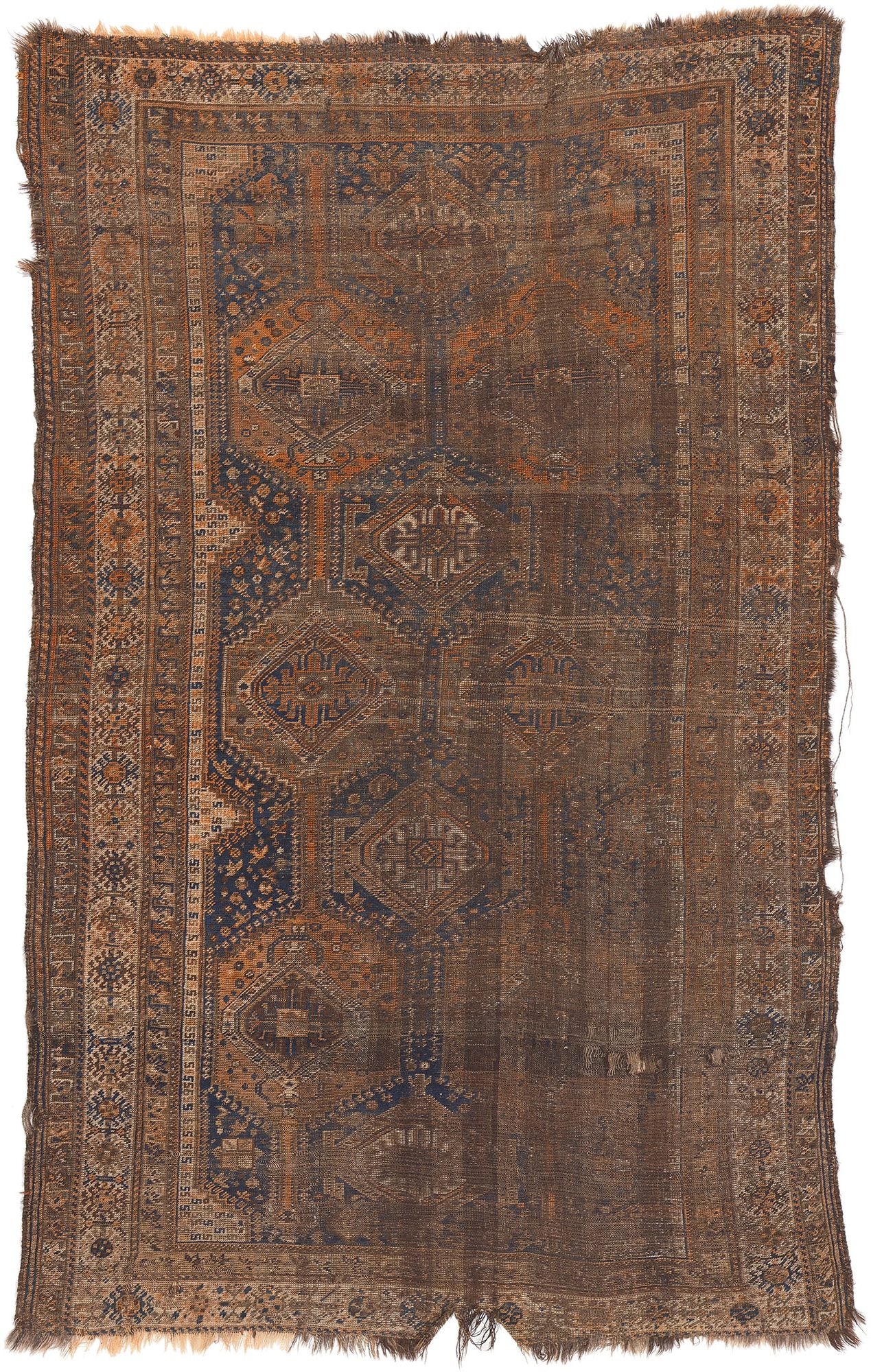 6 x 9 Antique-Worn Persian Shiraz Rug 78530