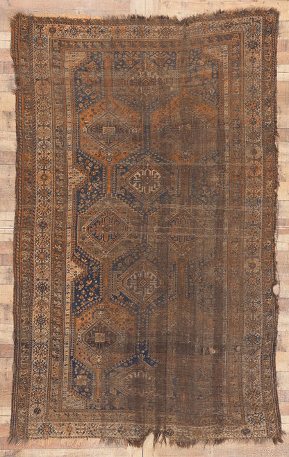 6 x 9 Antique-Worn Persian Shiraz Rug 78530