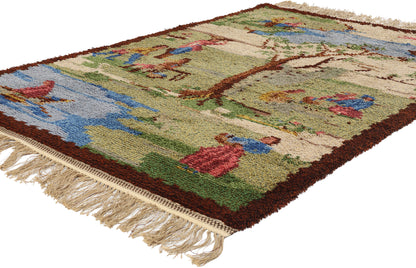 4 x 7 Vintage Swedish Pictorial Rya Rug 78827
