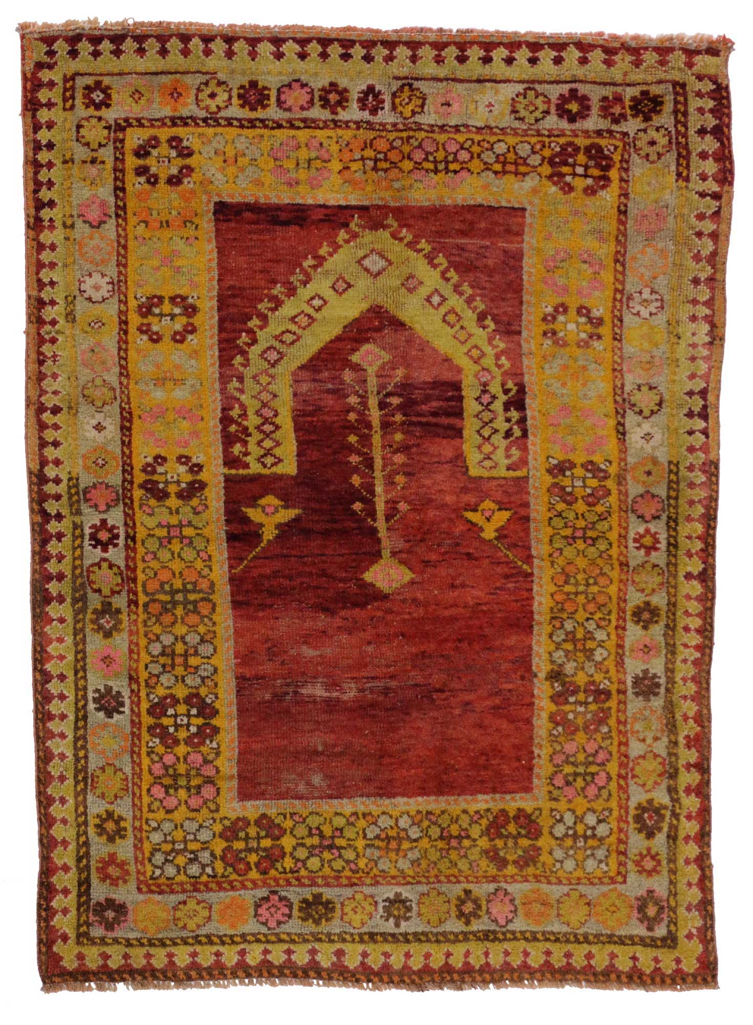 51748 Vintage Turkish Oushak Rug, Turkish Prayer Rug