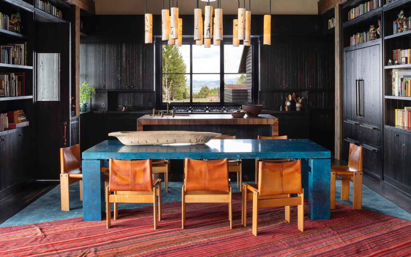 Kilim Rugs Decorating Dining Room Rustic Mountain House
