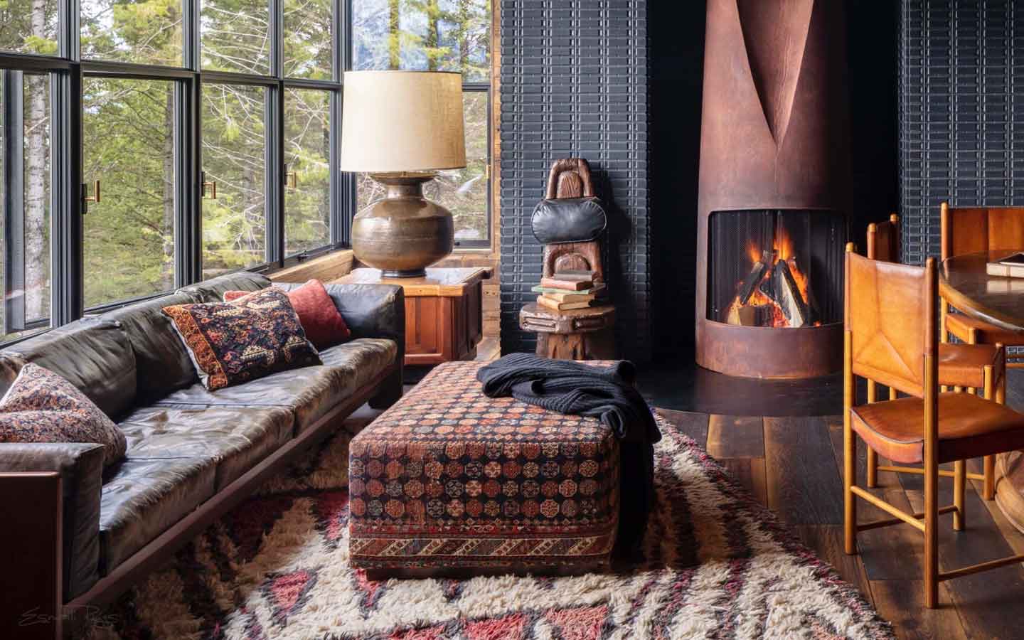 Moroccan Rugs Decorating Living Room Fireplace Mountain House
