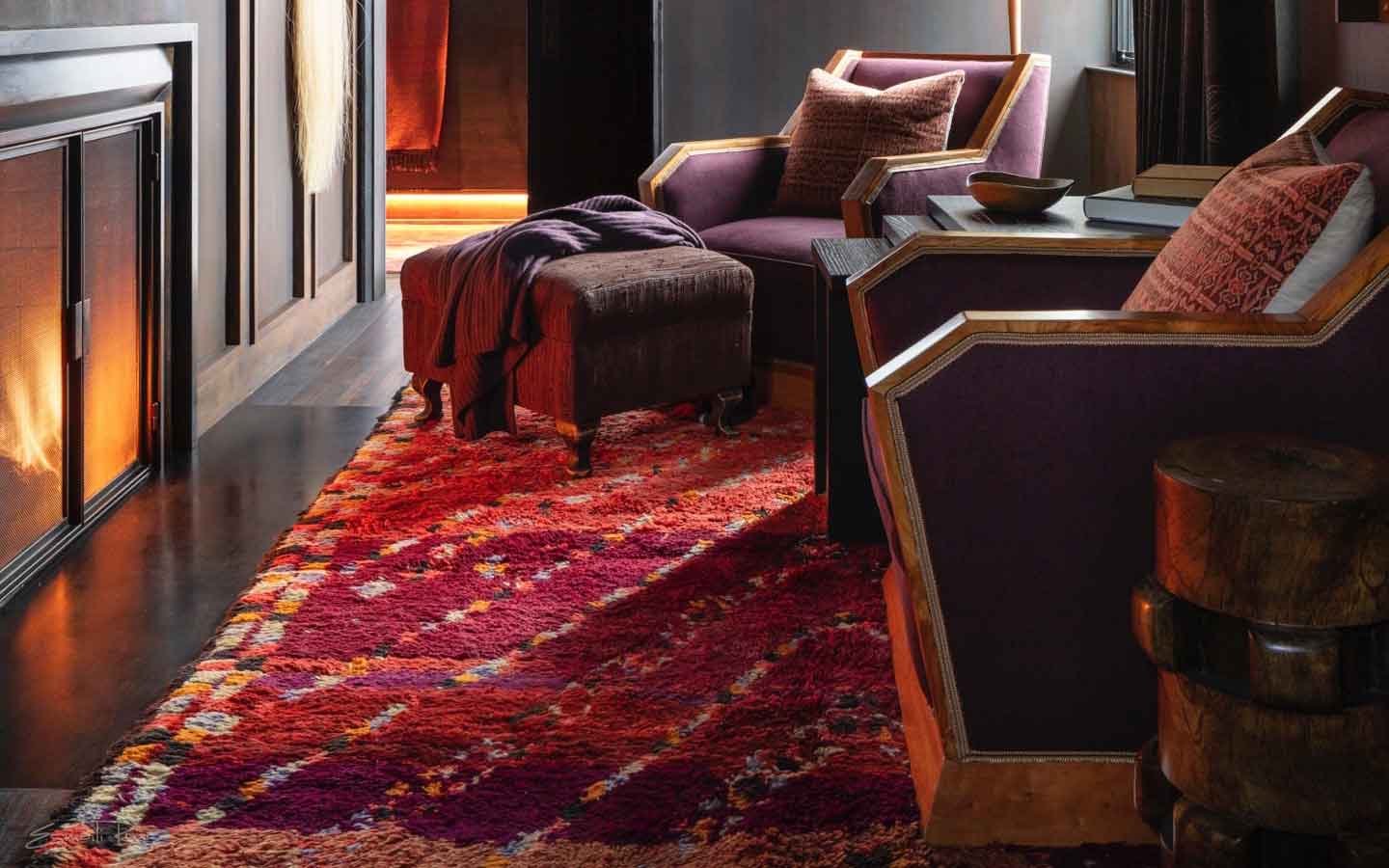 Moroccan Rugs Decorating Man Cave Fireplace Mountain House