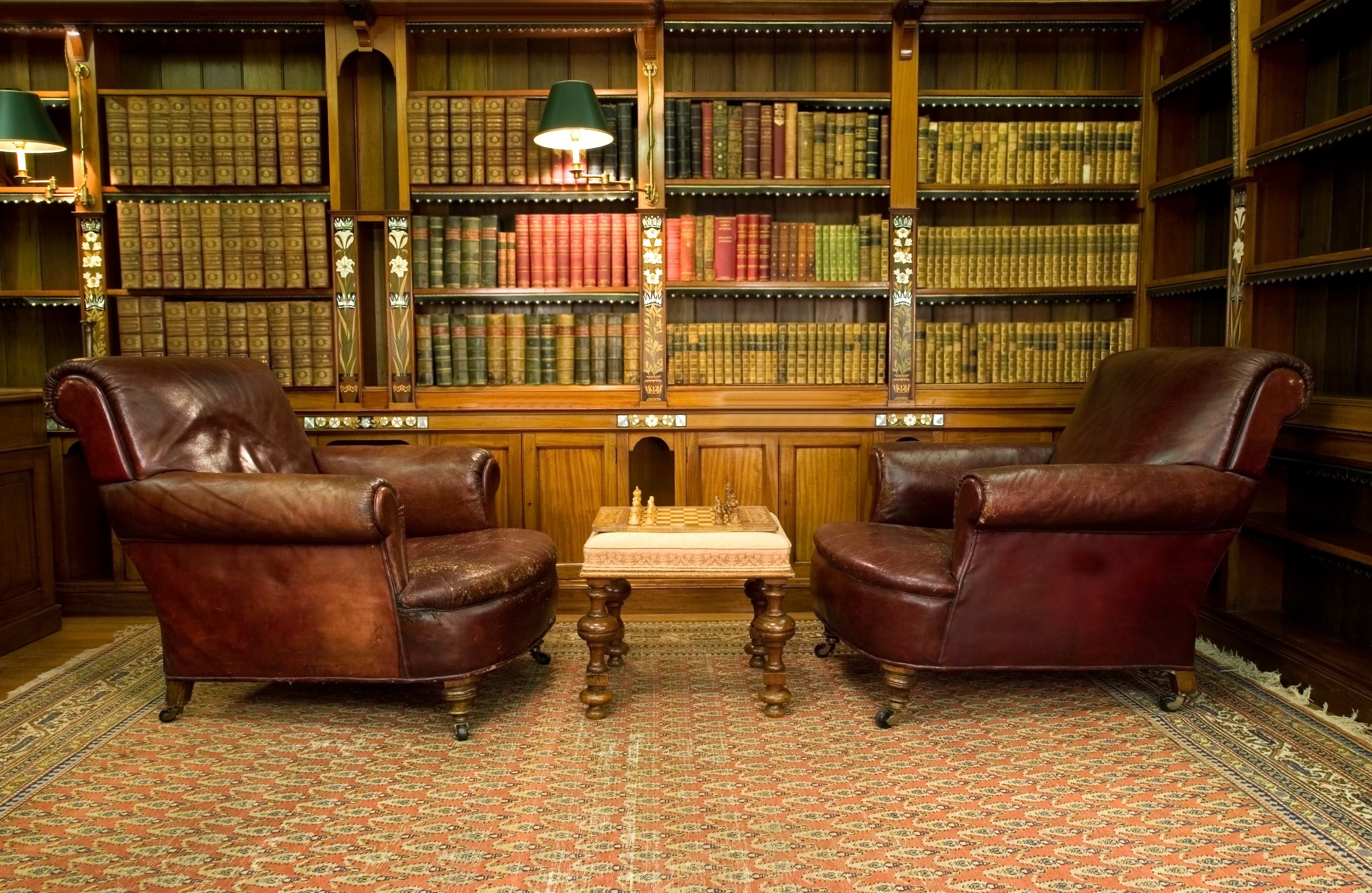 Antique Oriental Rugs in Study Home Library