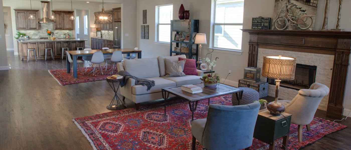 Mixing and Matching Vintage Persian Rugs Open Concept Floor Plan