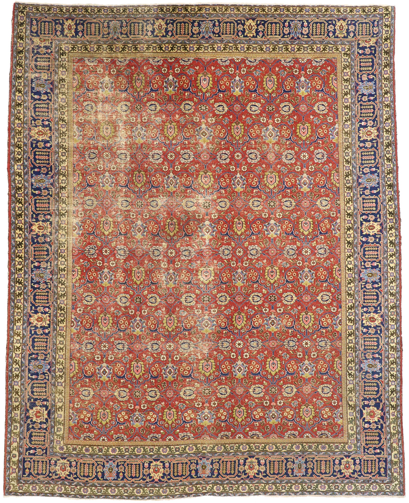 12 X 15 Vintage Persian Tabriz Rug 77216, Rug 12 X 14