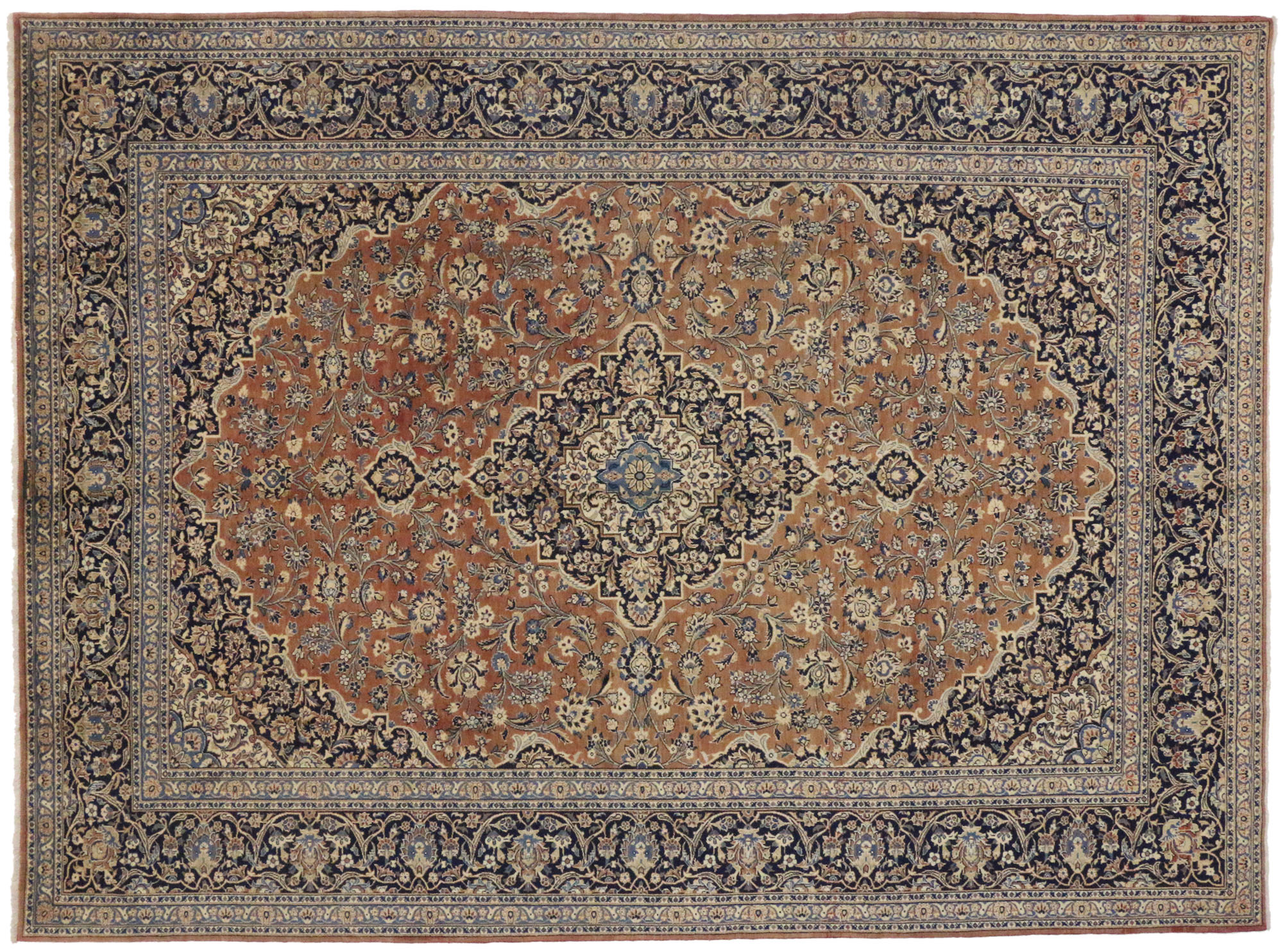 Vintage Kashan Oriental Rug 9 x 12