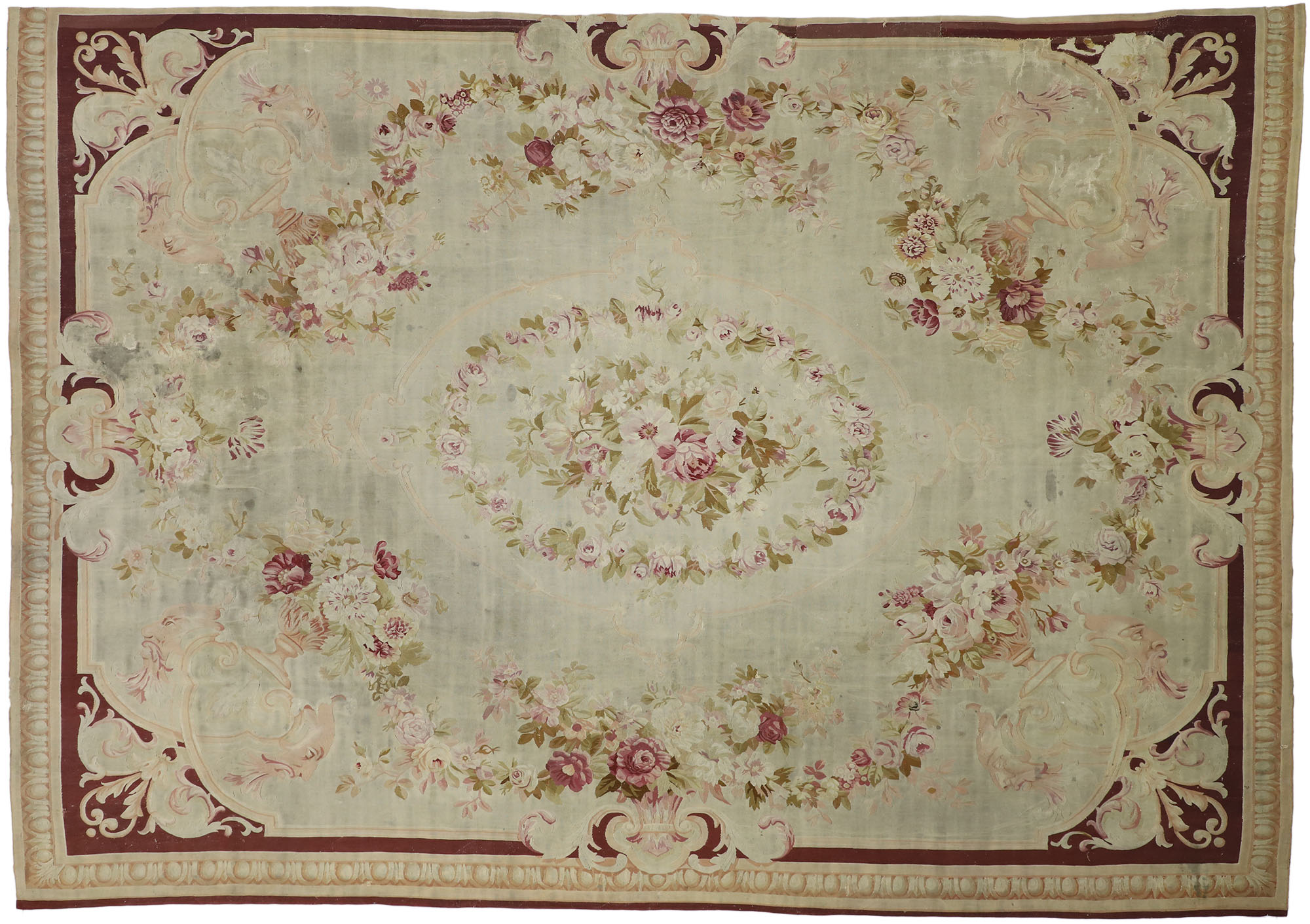 11 X 15 Antique Aubusson Rug 76740 11 X 15 Antique Aubusson Rug 76740