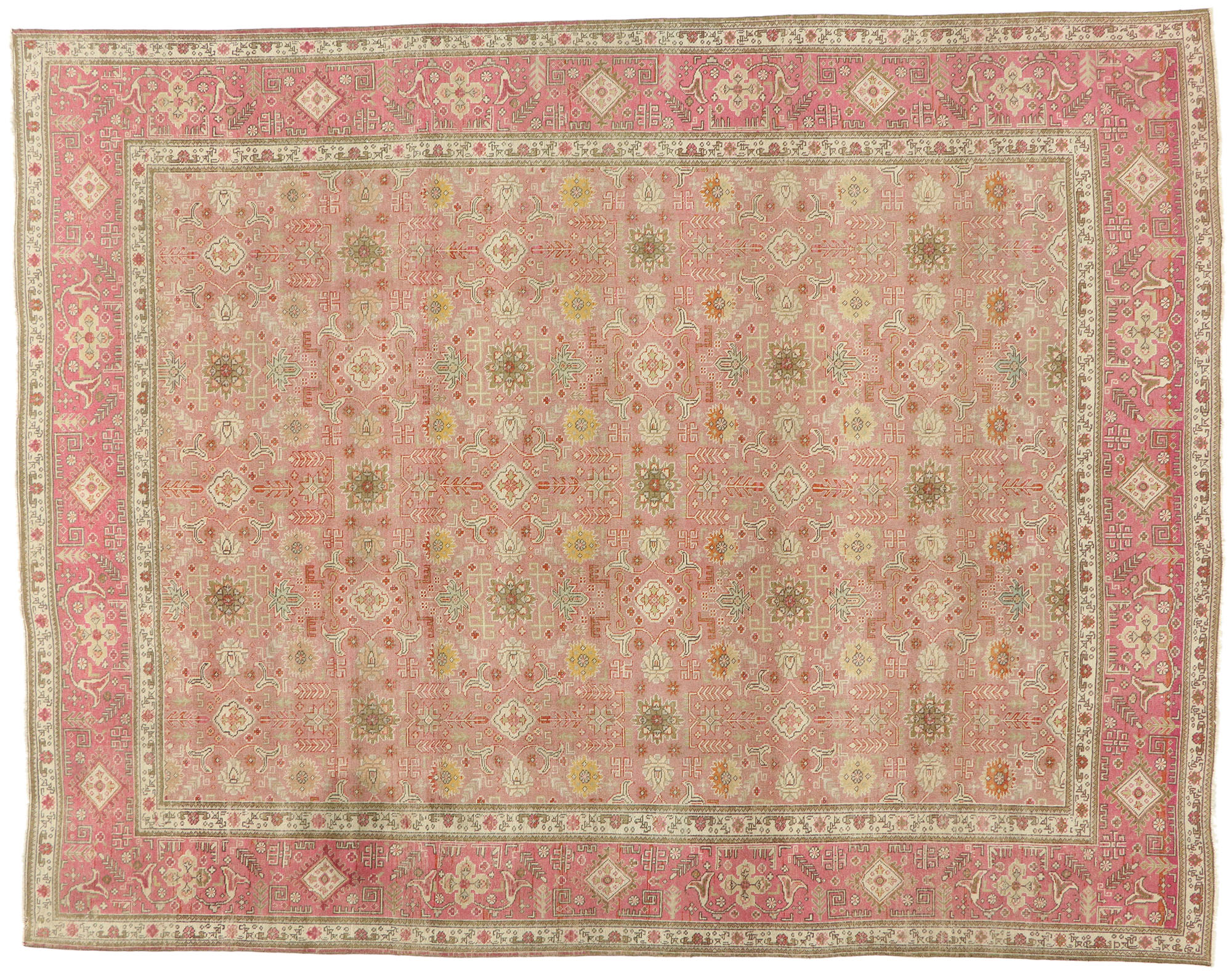 10 X 13 Vintage Persian Tabriz Rug 53163, Rosy Chic Rug