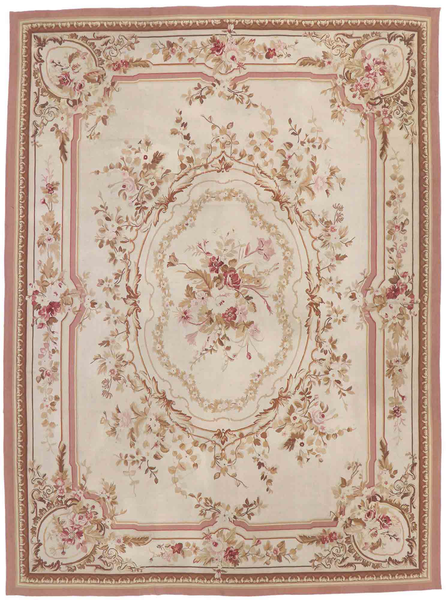 9 X 12 Vintage French Aubusson Rug 77645