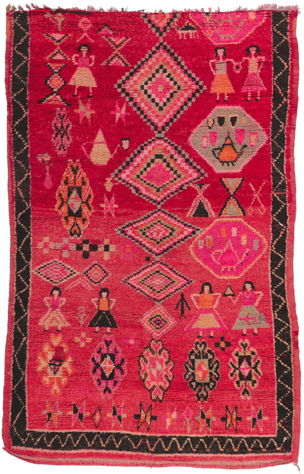 ophøre middag tæppe 7 x 11 Vintage Red Moroccan Rug 78364, Berber Carpet