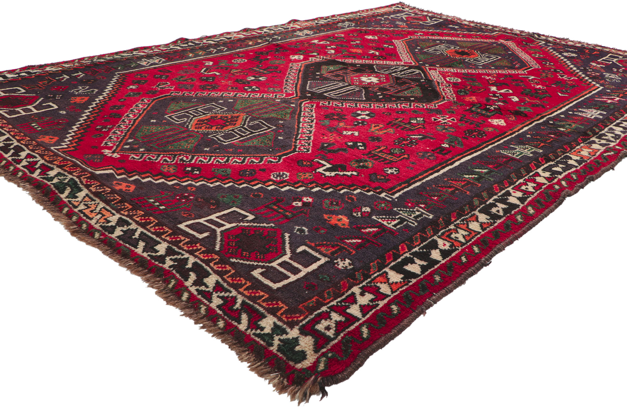 Red Tribal 3'3 X 4'8 Ft Shiraz Oriental Area Rug