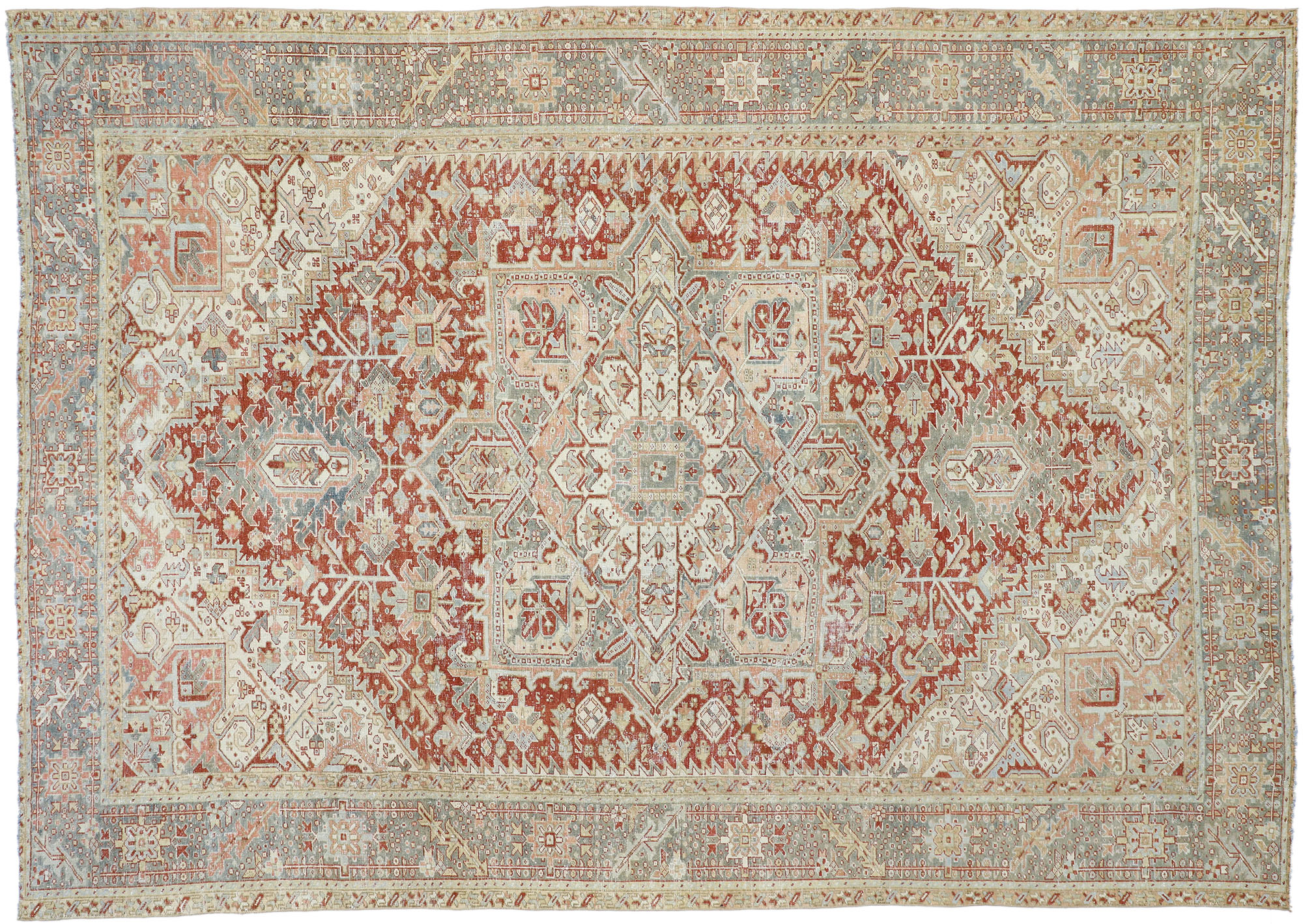 9 x 13 Antique Persian Heriz Rug 52634