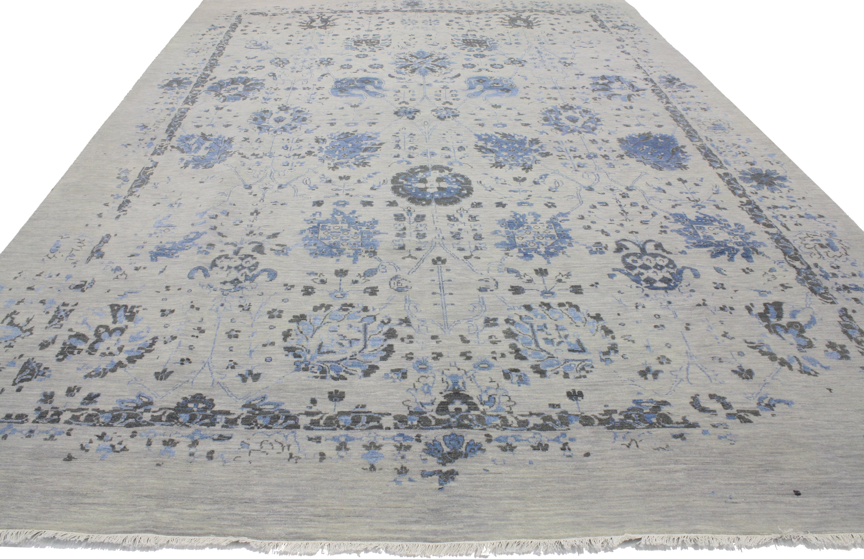 Contemporary Oushak with Erased Design and Modern and Abstract Style Contemporary Oushak with Erased Design and Modern and Abstract Style