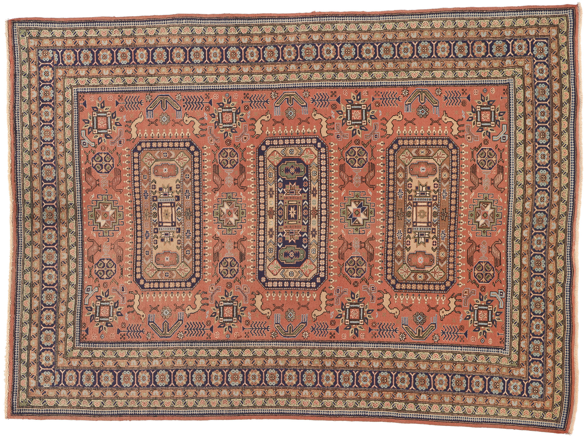 7 X 10 Vintage Persian Ardabil Rug 74930