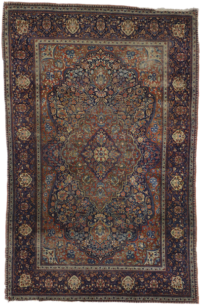 4 x 7 Antique Persian Kashan Rug 21688