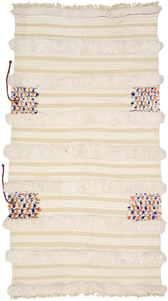 4 x 8 Vintage Moroccan Wedding Blanket, Berber Handira 21547