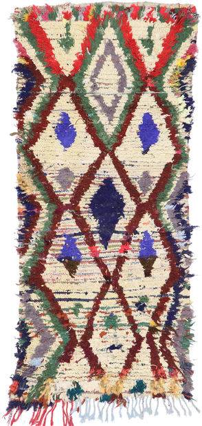 3 x 6 Vintage Berber Moroccan Boucherouite Rug 21591