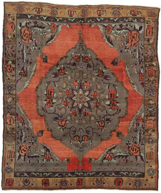 9 x 10 Vintage Turkish Oushak Rug 53668