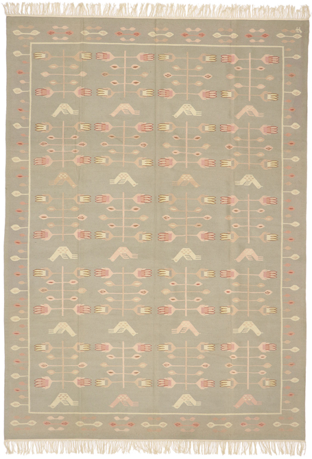 9 x 12 Vintage Romanian Floral Kilim Rug 77966