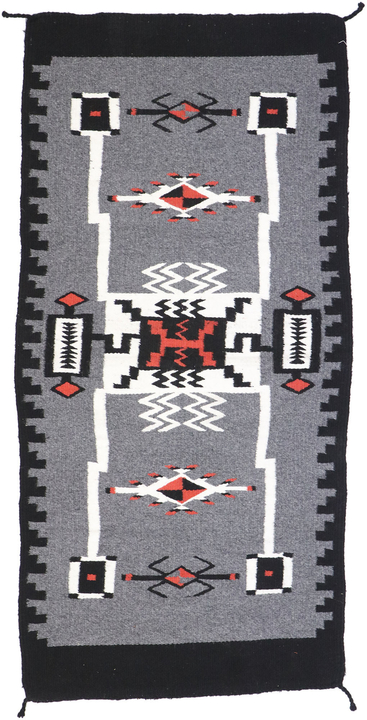 2 x 5 Vintage Navajo Storm Kilim Rug 77959