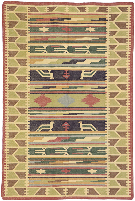4 x 6 Vintage Indian Stone Wash Dhurrie Rug with Tribal Style 77989